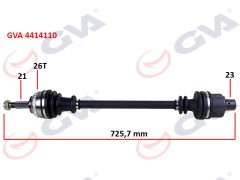 KOMPLE AKS SAĞ CLIO II 1.4i 16V 98-05 ABS Lİ 26DİŞ 726mm-GVA 4414110-7701110482-7701470421-7701352776