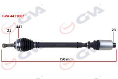 KOMPLE AKS SAĞ MEGANE I 1.4/1.6 96-03 ABS Lİ 44DİŞ 742mm-GVA 4411002-7701469375-7701352473-7701352597