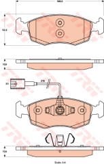 ÖN FREN BALATASI FIAT 500 10 500 C 12 PUNTO 09 PUNTO EVO 09 K:17.1 MM G:149.3 MM-TRW-77365729-77365811-77366537-77366538