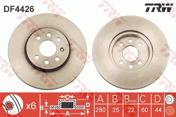 ÖN FREN AYNASI ASTRA H 1.4-1.6 04 MERIVA 1.6 03 COMBO 1.3 CDTİ 4.05 280x25x4DLxHAVALI 569067-95526653-95526654-93197712-TRW-569007-569006-93181113-93175376