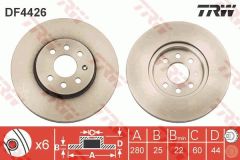 ÖN FREN AYNASI ASTRA H 1.4-1.6 04 MERIVA 1.6 03 COMBO 1.3 CDTİ 4.05 280x25x4DLxHAVALI 569067-95526653-95526654-93197712-TRW-569007-569006-93181113-93175376