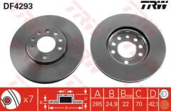 ÖN FREN AYNASI VECTRA C 02 SIGNUM 03 SAAB 9.3 02 CROMA 05 285x25x5DLxHAVALI 46844071-51819733-TRW-569003-93171497-95526645-9156807