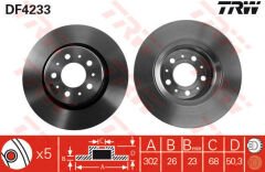 ÖN FREN AYNASI HAVALI VOLVO V70 97-00 C70 97-05 S70 96-00 XC70 97-02 302x26x5DLxHAVALI-TRW-272276-31262095