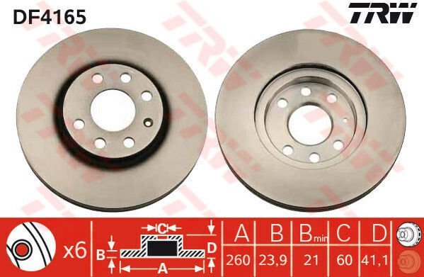 ÖN FREN AYNASI CORSA C - COMBO C 01 11 MERIVA A 03 10 TIGRA 04 09 260x24x4DL HAVALI-TRW-95526646-569000-9127967-9196050