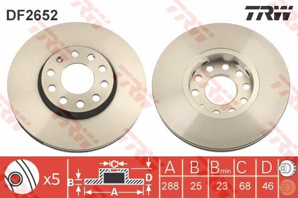 ÖN FREN AYNASI PASSAT-VARIANT 11/96/5.05 AUDI A4-A6 1.8 20V-1.9TDI 97 288x25x5DLxHAVALI-TRW-4A0615301C-8E0615301Q-4A0615301E