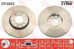 ÖN FREN AYNASI PASSAT-VARIANT 11/96/5.05 AUDI A4-A6 1.8 20V-1.9TDI 97 288x25x5DLxHAVALI-TRW-4A0615301C-8E0615301Q-4A0615301E