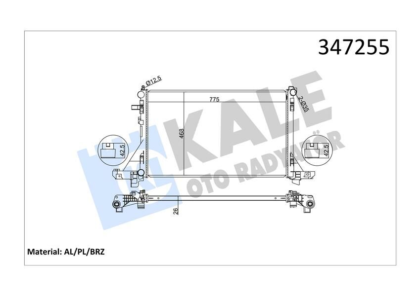 RADYATÖR MASTER III-MOVANO B 2.3DCI-CDTI 10 KLİMALI 773x469x26 mm-KALE 347255-214005447R-214107695R-214106091R