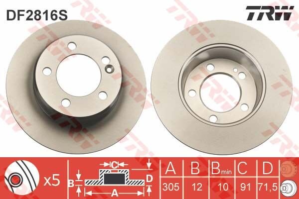 ARKA FREN AYNASI RENAULT MASTER III 10 OPEL MOVANO B 13 2.3dCi 305x12x71.5 5 DELİK TEK TEKER-TRW-432064087R-4421080-93168847