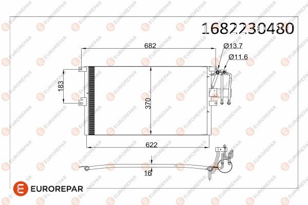 KLİMA RADYATÖRÜ KONDENSERİ VECTRA B 95-02-EUROREPAR 1682230480-52466908-52485120-1618073-1850062