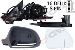 DIŞ DİKİZ AYNASI SAĞ A3 08 ELEKTRİKLİ ISITMALI KATLANIR 3 KAPILI ASTARLI ASFERİK 10 FİŞ VM-019EBAR-GVA 1075965-8P1858532DC