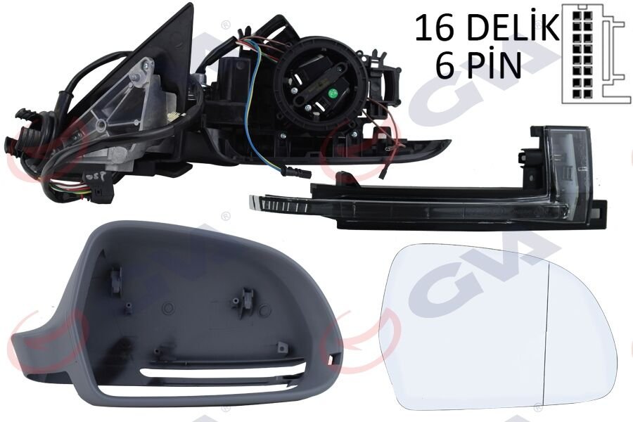DIŞ DİKİZ AYNASI SAĞ A4 08 ELEKTRİKLİ ISITMALI ASTARLI KONVEKS 6 FİŞ VM-018EHPR-GVA 1075940-8K1857410E-8K1857410D