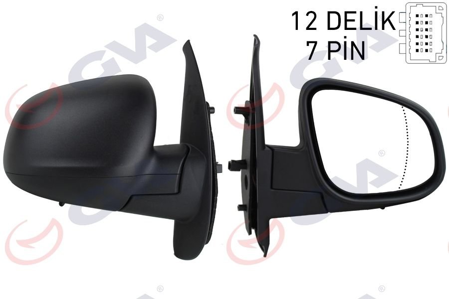 DIŞ DİKİZ AYNASI SAĞ KANGOO-CITAN 13 ELEKTRİKLİ ISITMALI SENSÖRLÜ DESENLİ ASFERİK 7 FİŞ VM-6132EHASR-GVA 1016322