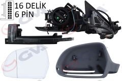 DIŞ DİKİZ AYNASI SOL A4 08 ELEKTRİKLİ ISITMALI ASTARLI ASFERİK 6 FİŞ VM-018EHPAL-GVA 1075941-8K1857409E-8K1857409D