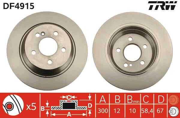 FREN DISKI ARKA MERCEDES S-CLASS W221 C216-TRW DF4915-A2214230712