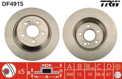 FREN DISKI ARKA MERCEDES S-CLASS W221 C216-TRW DF4915-A2214230712