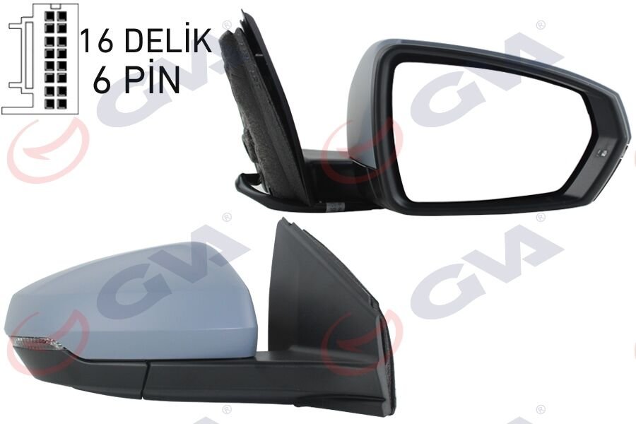 DIŞ DİKİZ AYNASI SAĞ VW POLO 17- ELEKTRİKLİ ISITMALI SİNYALLİ ASTARLI KONVEKS VM-6390EHPR-GVA 1075460-2G1857508E-2G0857538A