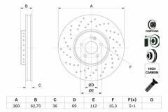 FREN DISKI ON MERCEDES W205 W213 C257 C238 X253 C253-BOSCH 0986479G38-A0004212312