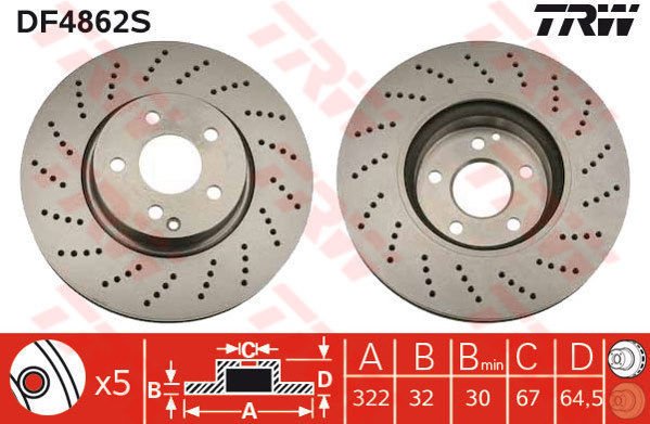 FREN DISKI ON MERCEDES W204 S204 W212 S212 C207 A207-TRW-A2044211012