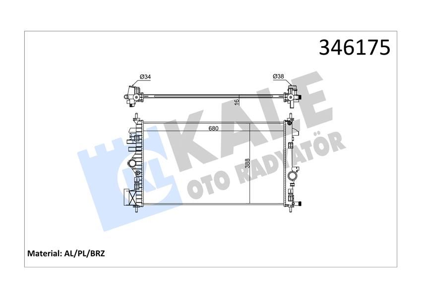 RADYATÖR INSIGNIA-SAAB 9-5 1.6-1.8 08 AC MEK 680x378x16 AL/PL/BRZ-KALE-1300292-13241726