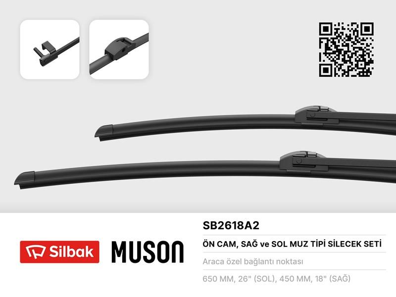 SİLECEK SÜPÜRGESİ 650/450MM MUZ TİPİ BMW 5 SERISI TOURING - 7 SERISI 03/10-SILBAK SB2618A2