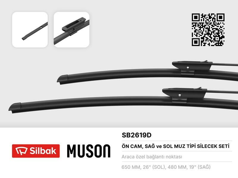 SİLECEK SÜPÜRGESİ ON 650/480MM NEMO-BIPPER-FIORINO 08-SILBAK SB2619D