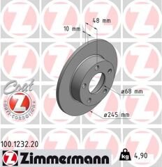 ARKA FREN AYNASI PASSAT 1.8 20V-1.9TDI-2.5-2.8 96 AUDI A4 2.5 QUATTRO 96-01 245x10x5DL 986478888-986479B56-DF4026-ZIMMERMANN 100.1232.20-8D0615601A-8E0615601A