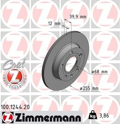 ARKA FREN AYNASI A4 AVANT 01-04 A4 CABRİOLET 02 A4 AVANT 1.6.1.9TDI.2.0FSI.2.0TDI 04-08 986478987-DF4211-ZIMMERMANN 100.1244.20-8E0615601Q-8E0615601D