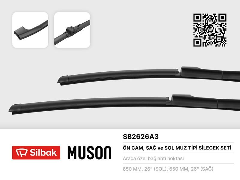 SİLECEK SÜPÜRGESİ 650/650MM MUZ TİPİ PORSCHE CAYENNE-TOUAREG 09/02-SILBAK SB2626A3