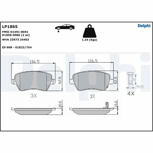 FREN BALATASI ON MERCEDES CITAN W415 . RENAULT CLIO III MEGANE IV MODUS DACIA DUSTER LOGAN . NISSAN MICRA NOTE-DELPHI LP1865-A4154210510-410608481R
