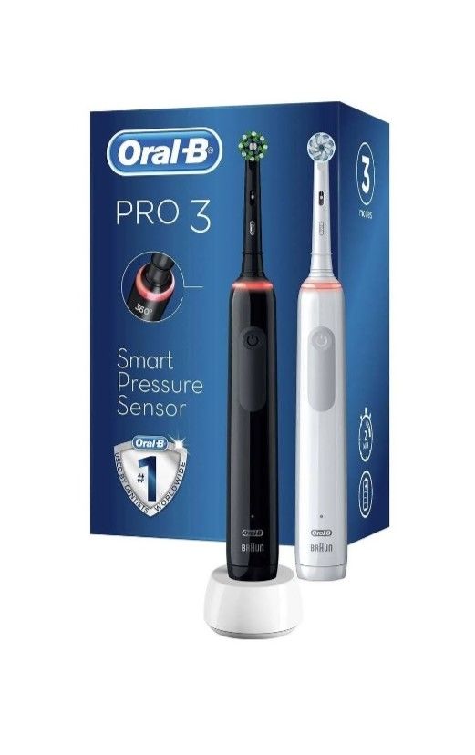 Oral-B Pro 3-3900  Siyah Beyaz 2'li Şarj Edilebilir Diş Fırçası Seti