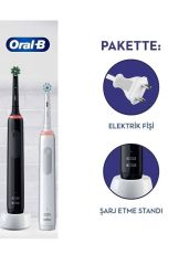Oral-B Pro 3-3900  Siyah Beyaz 2'li Şarj Edilebilir Diş Fırçası Seti