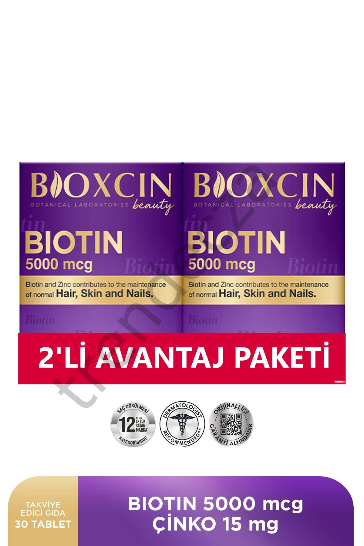 Biotin 5.000 Mcg 30 Tablet - Biotin + Çinko 15 Mg 2 li Avantaj Paket