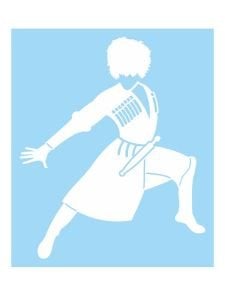 Kafkas Çerkes Dansçı Folyo Kesim Etiket (Beyaz-Sağ) 15 Cm