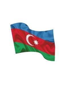 Azerbaycan Dalgalı Bayrak Etiket 10 x 9 cm