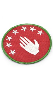 Abhaz Bayrak Nakışlı, Yuvarlak Etiket (Kırmızı) Çapı 8 cm