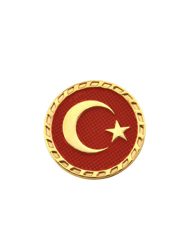 Türkiye Bayrak Kırmızı Rozet 2.5 cm - Gold Görümümlü