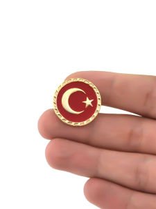 Türkiye Bayrak Kırmızı Rozet 2.5 cm - Gold Görümümlü