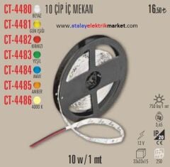 10 Çip İç Mekan Şerit Led 5 mt. Mavi CATA CT-4484