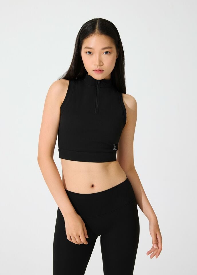ACT FİTNESS CORE CONTRAST FERMUARLI CROP S - SİYAH