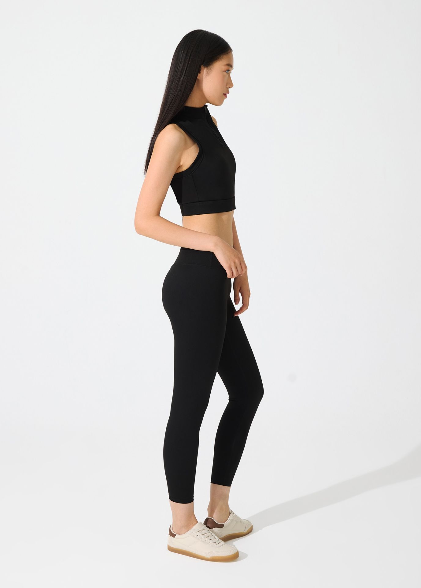 ACT FİTNESS CORE CONTRAST FERMUARLI CROP S - SİYAH