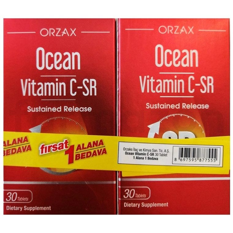 Orzax Ocean Vitamin C-SR Takviye Edici Gıda 30 Tablet -1 Alana 1 Bedava