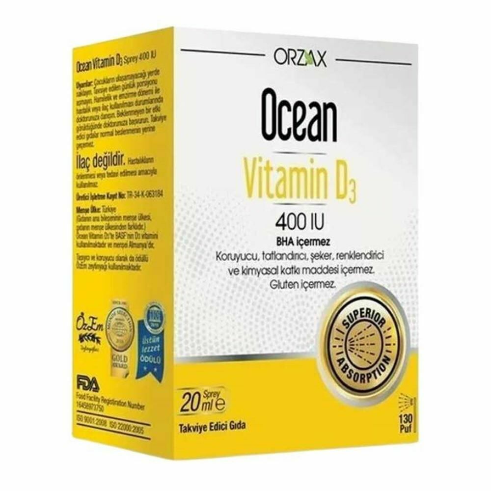 Orzax Ocean Vitamin D3 400IU Sprey 20ml