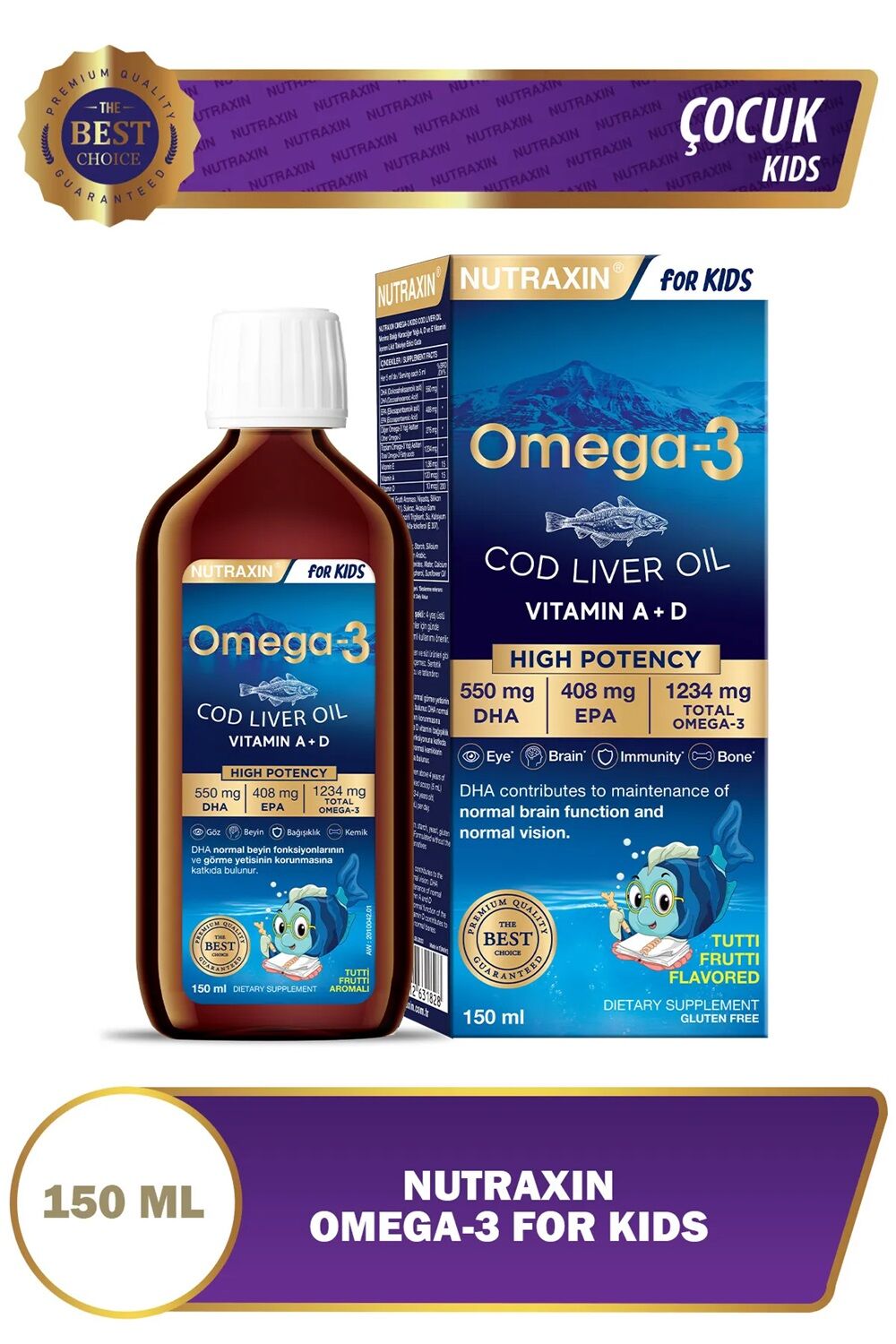 Nutraxin Omega 3 Karışık Meyve Aromalı Şurup 150 ml