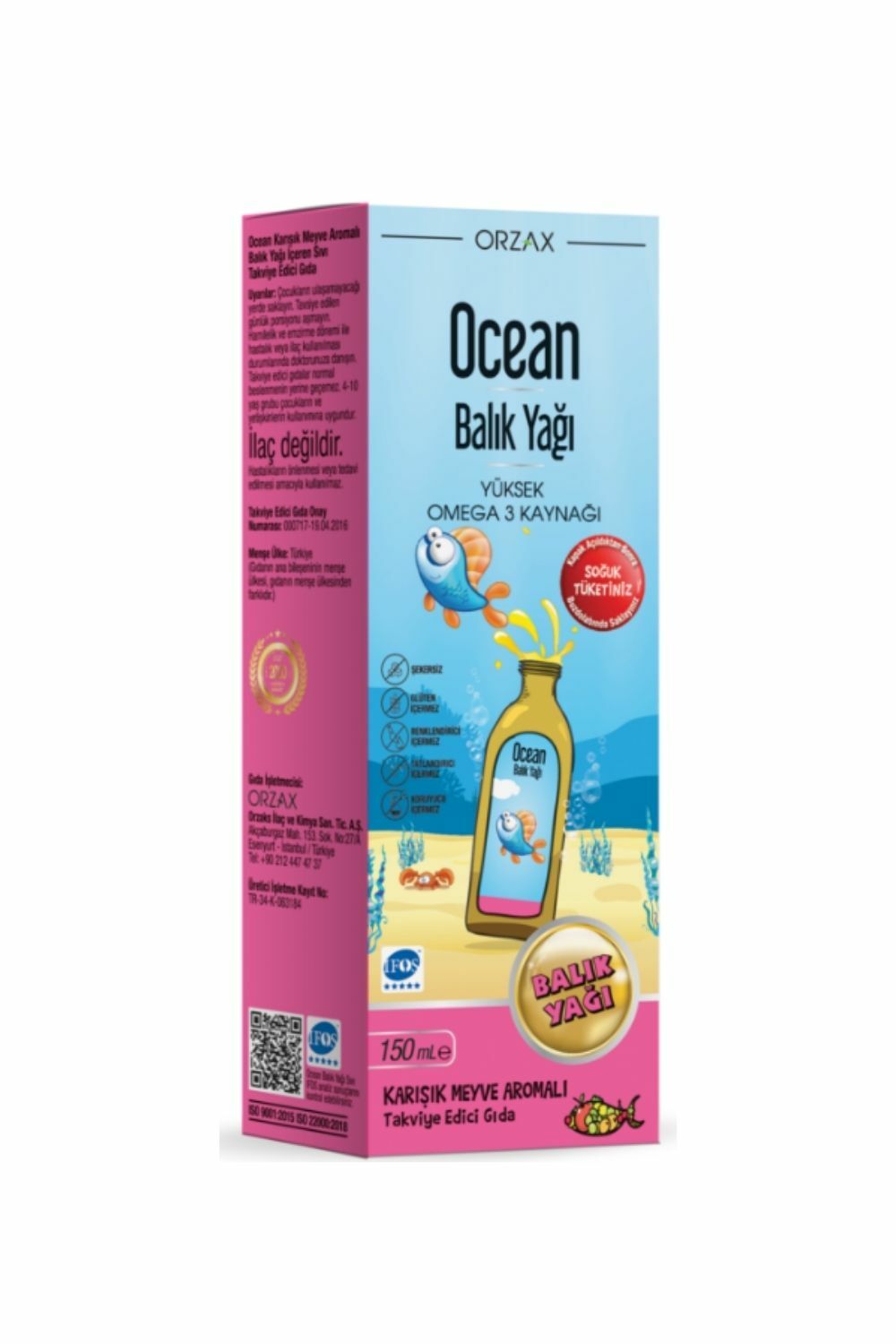 Ocean Karışık Meyve Aromalı Balık Yağı 150 ml