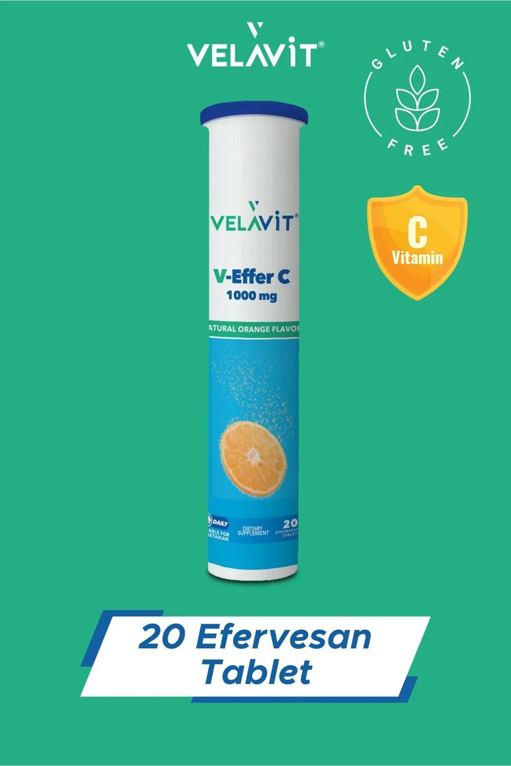 Velavit V-Effer C 1000 mg 20 Efervesan Tablet