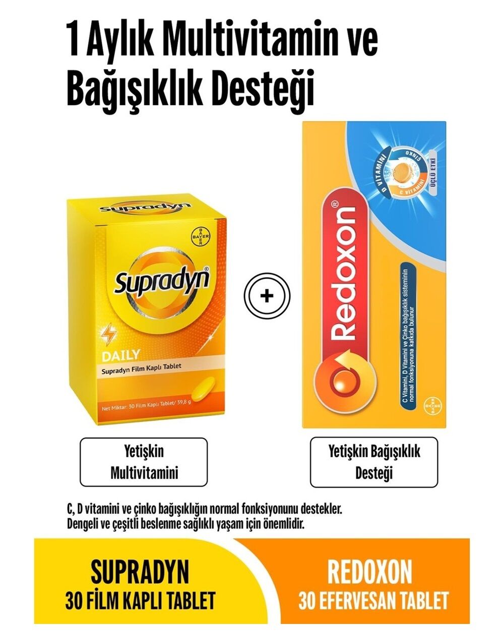 Supradyn Daily 30 Tablet + Redoxon Üçlü Etki 30 Efervesan Tablet