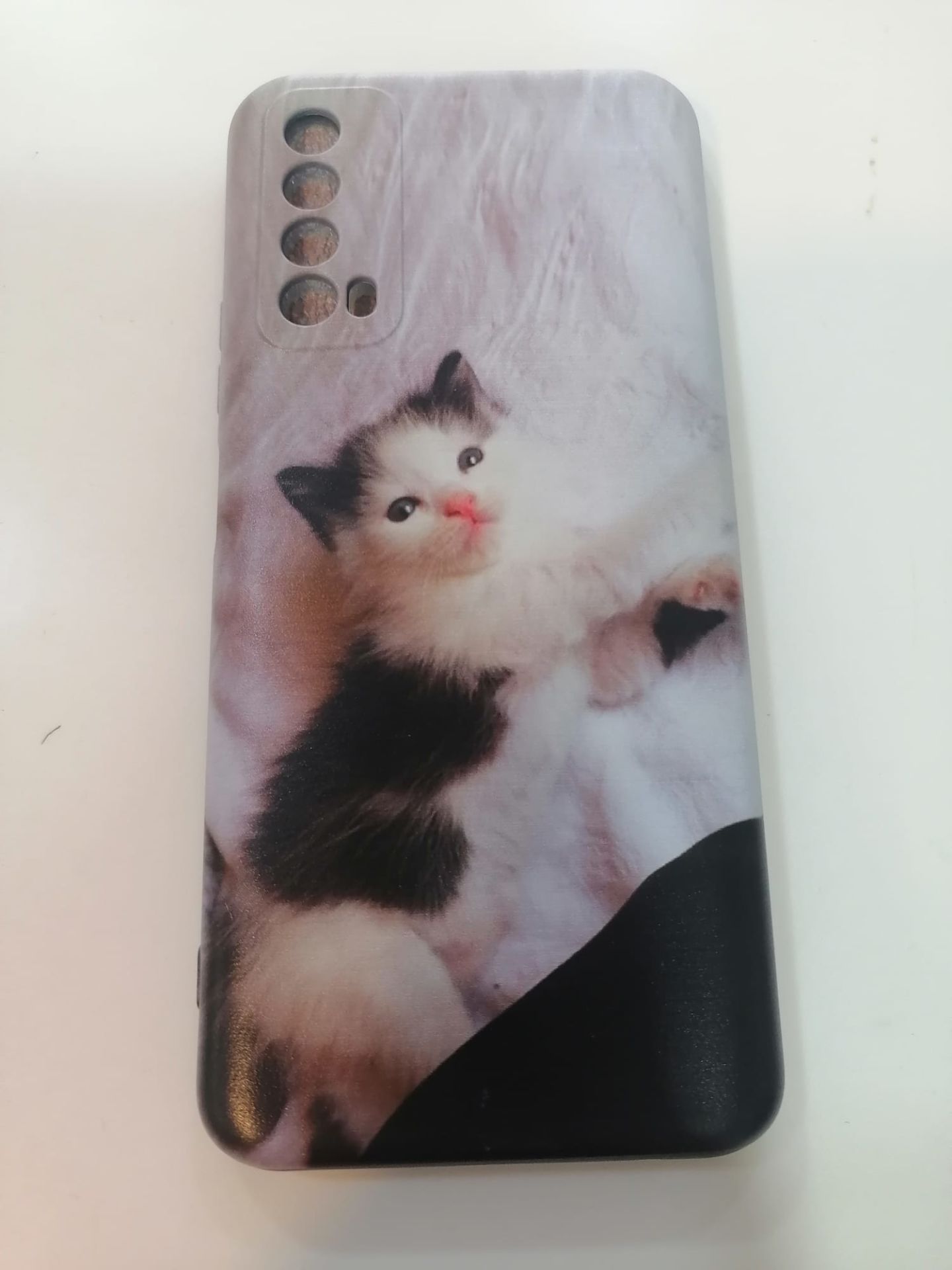 Huawei psmart 2021 kedi resimli içi kadife lansman kılıf