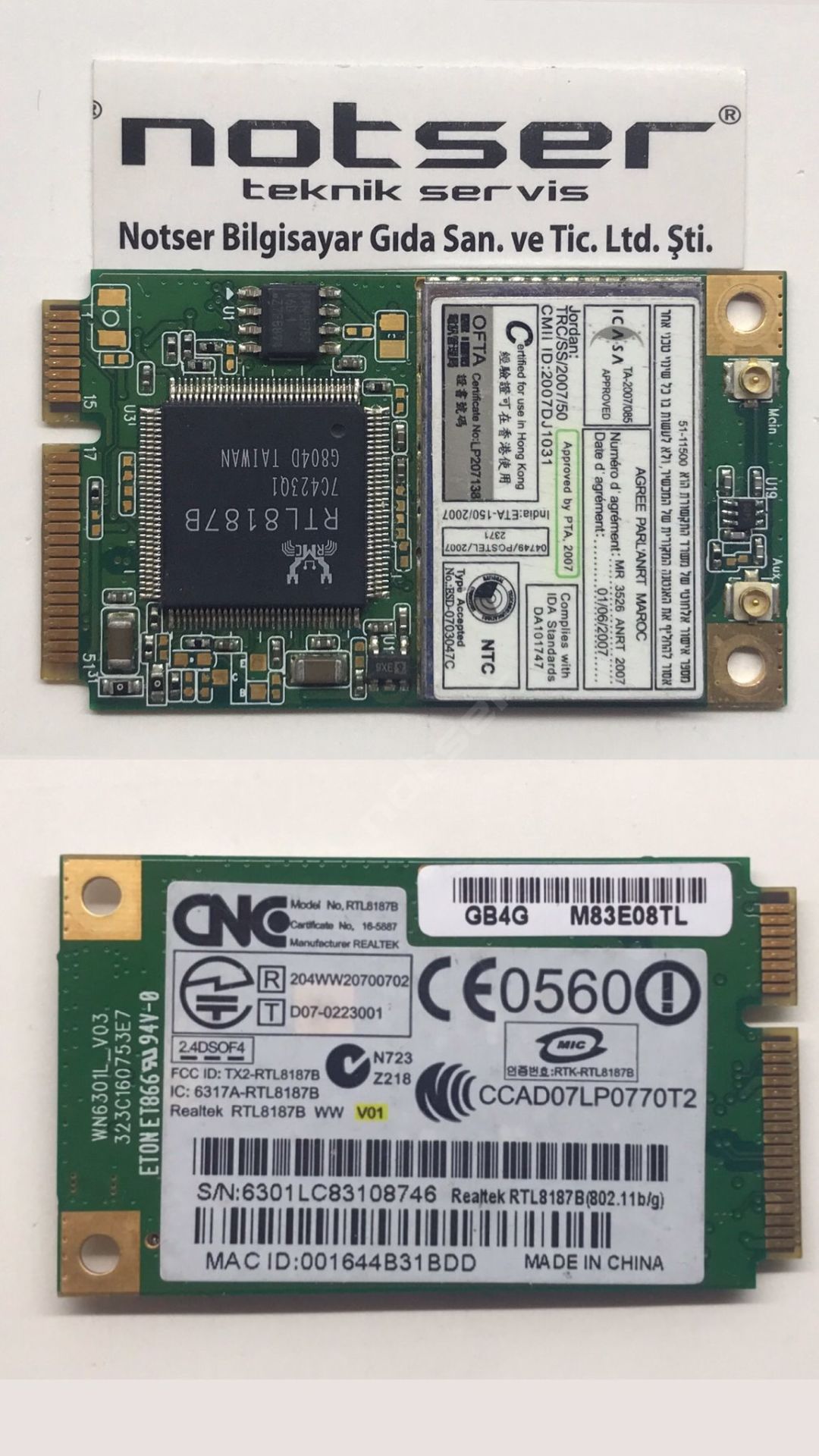 Realtek RTL8187B Eski Tip PCI wifi kart