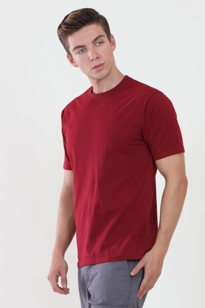 Bisiklet Yaka Bordo Tshirt