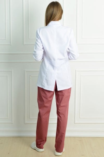 Ceket Boy Mono Yaka Beyaz Uzun Kol Bayan Önlük